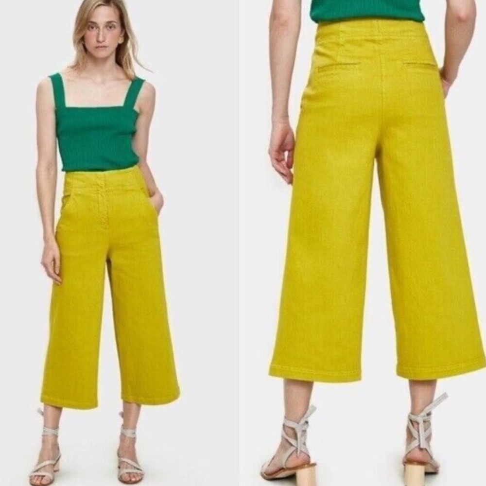 Tibi Garment Dyed Twill Crop Wide Leg Jean